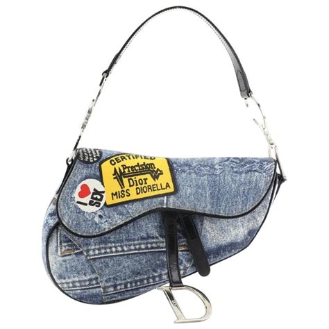 vintage dior denim saddle bag|dior saddle bag on model.